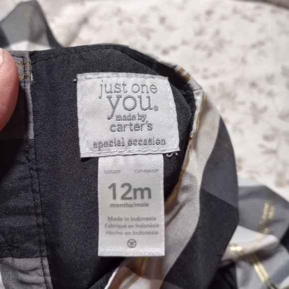 Carter's holiday baby girl dress size 12m black plaid - Picture 6 of 7